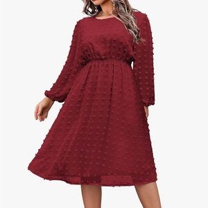 Elegant Burgundy Long Sleeve Dress